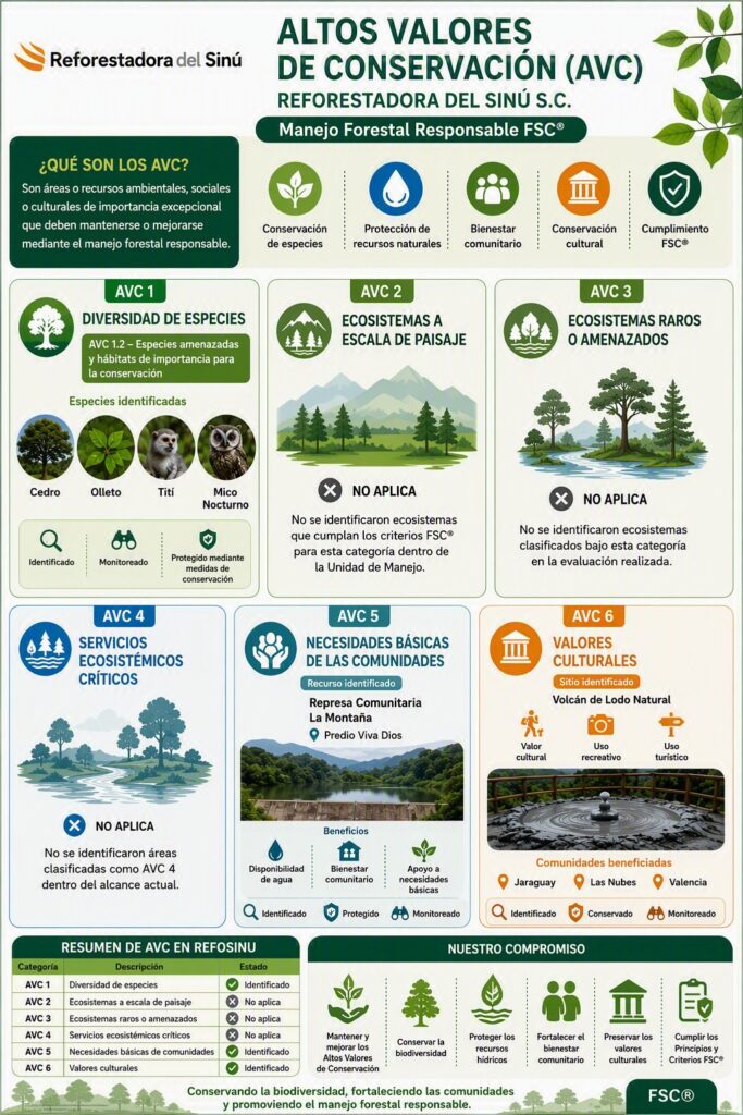 Folleto Altos Valores de Conservación (AVC) de Reforestadora del Sinú
