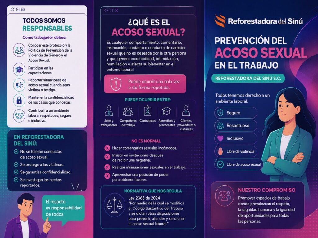 Folleto Prevención del acoso sexual en el trabajo, cara 1